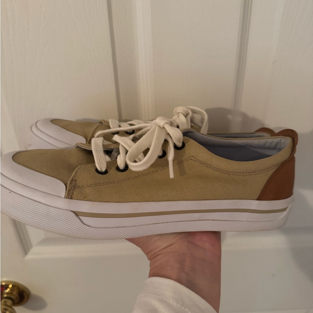 Liz Claiborne Tan and White Canvas Sneakers